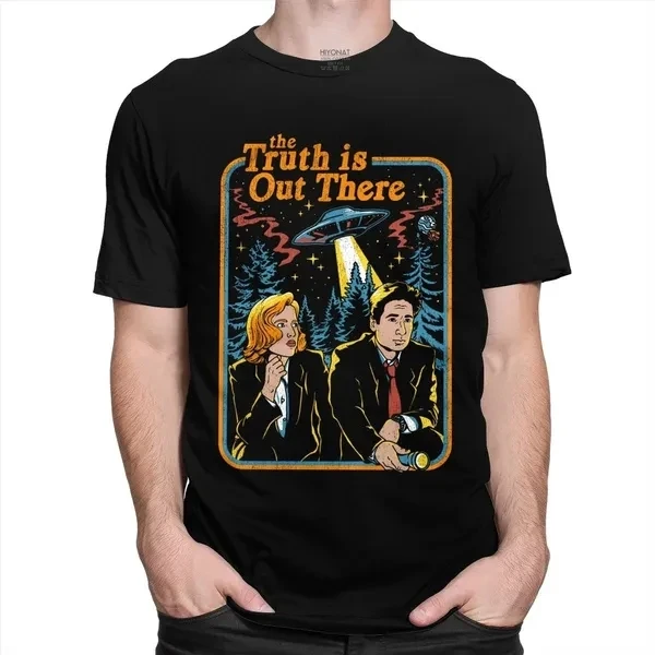 Vintage The X Files T-shirt Men The Truth Is Out There Tee Tops Halloween Costume Streetwear Cartoon Short Sleeve Cotton Outfits