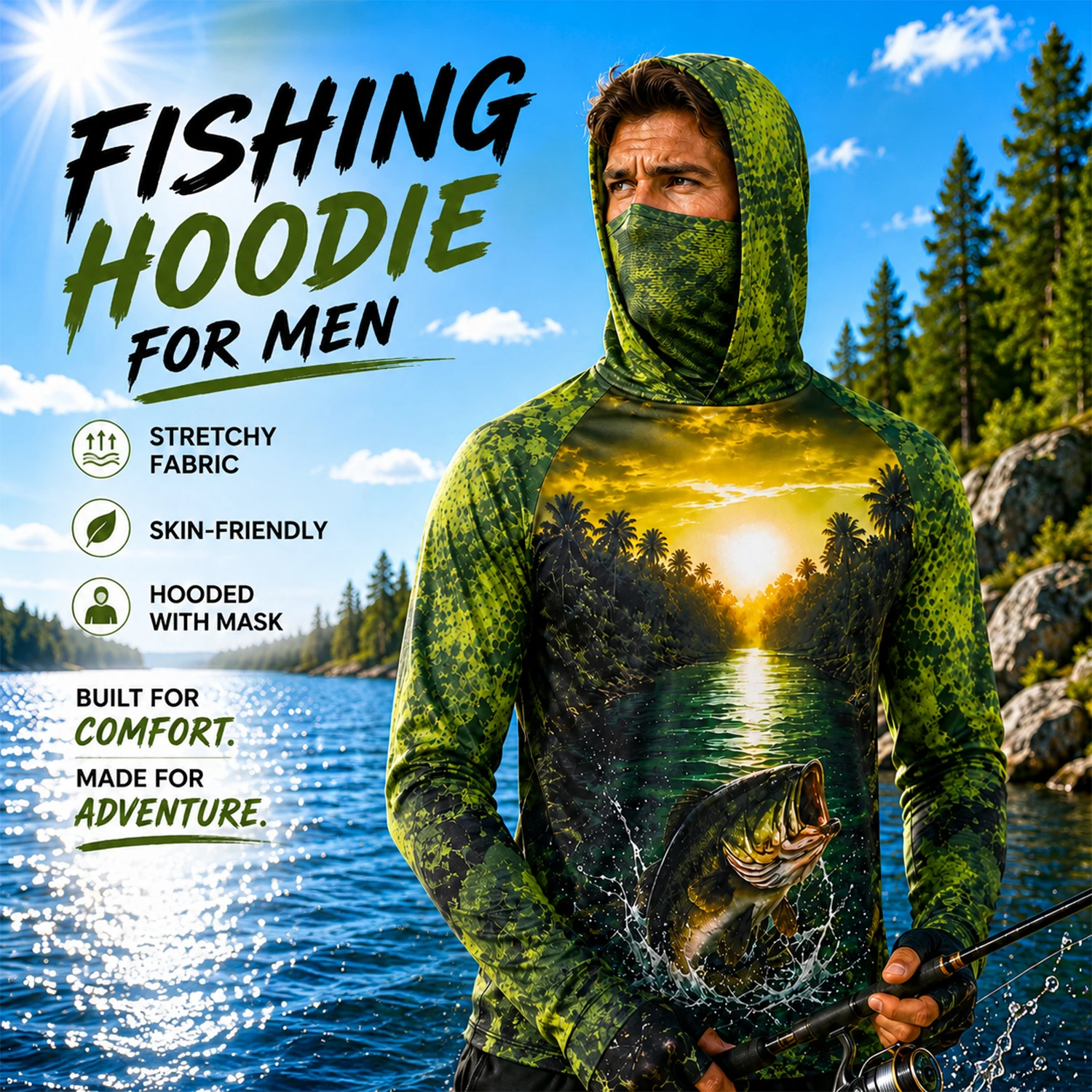 Fishing Shirt Uv Protection - Alles voor visserskleding heren zomer hooded