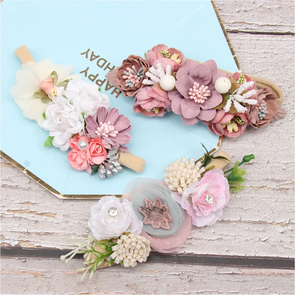 

3Pcs Floral Headbands for Baby Girls Infant Hair Accessories Flower Headband Newborn Toddler Girl Headbands Birthday Shower