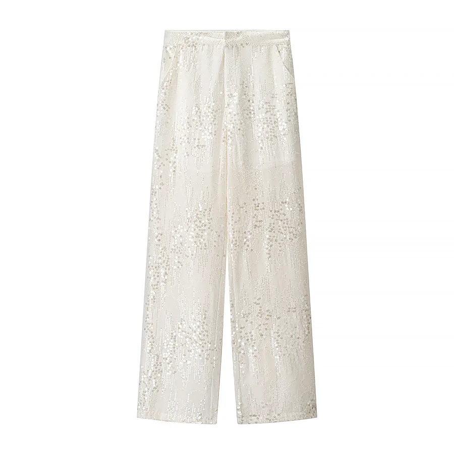 Lantejoulas brilhantes cor sólida calças retas conjunto de duas peças terno perspectiva calças roupa feminina lapela glitter solto casaco
