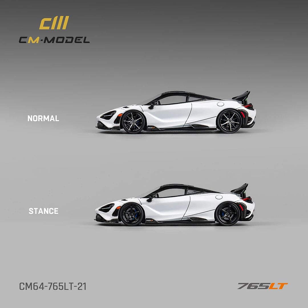 CM Model 1/64 765LT carbon cap tail supercar model * Two sets of wheels * In stock