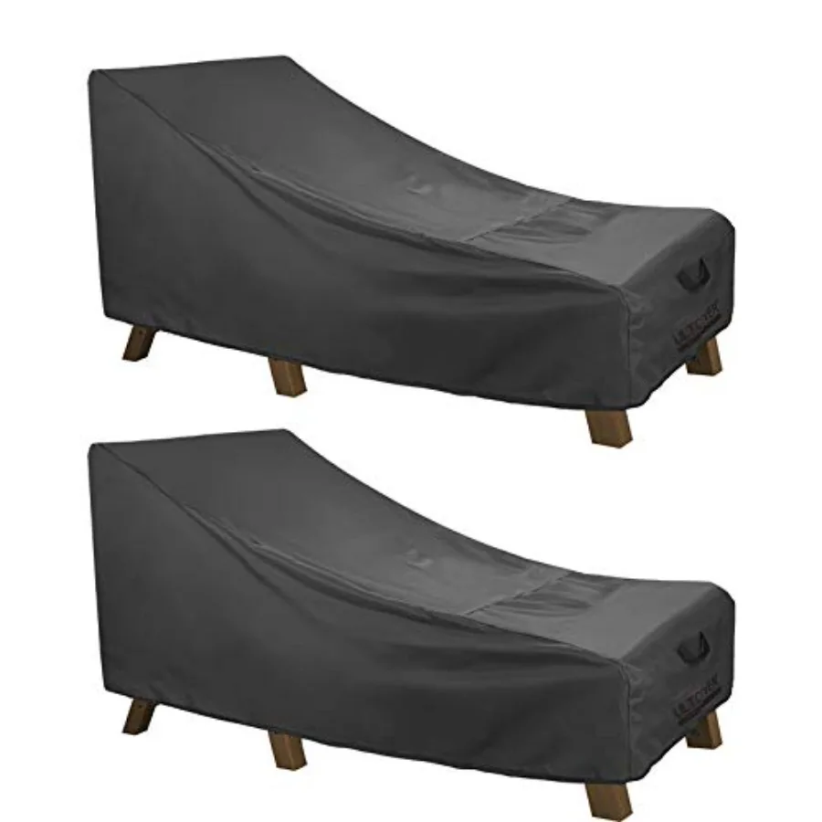 

Waterproof Patio Lounge Chair Cover Heavy Duty Outdoor Chaise Lounge Covers 2 Pack - 76L x 32W x 32H inch Black
