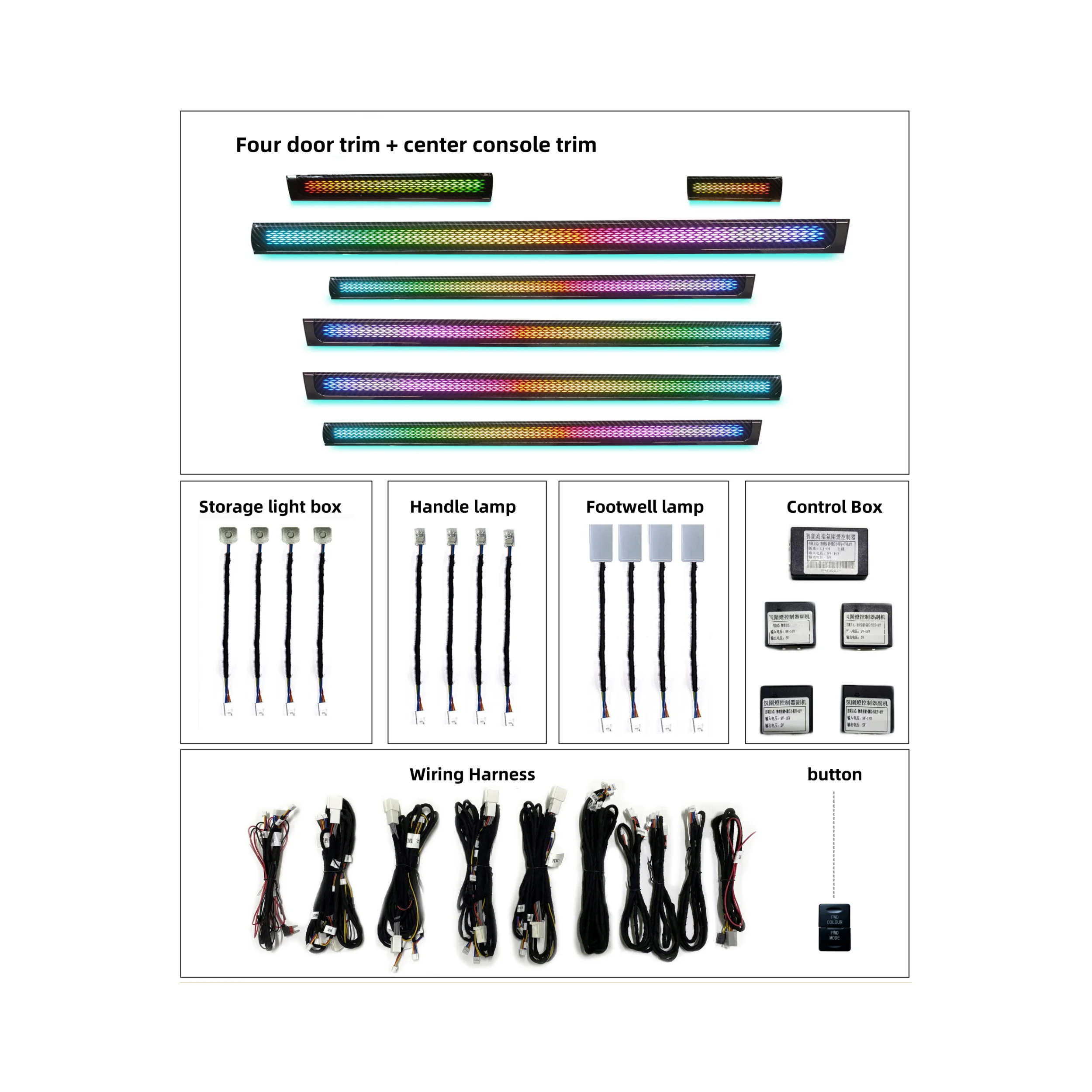 2010-2021 LC200 Off Road Vehicle 26 Lights Dragon Scale Dynamic Shadow Ambient Light Easy Install Interior Refit Kit