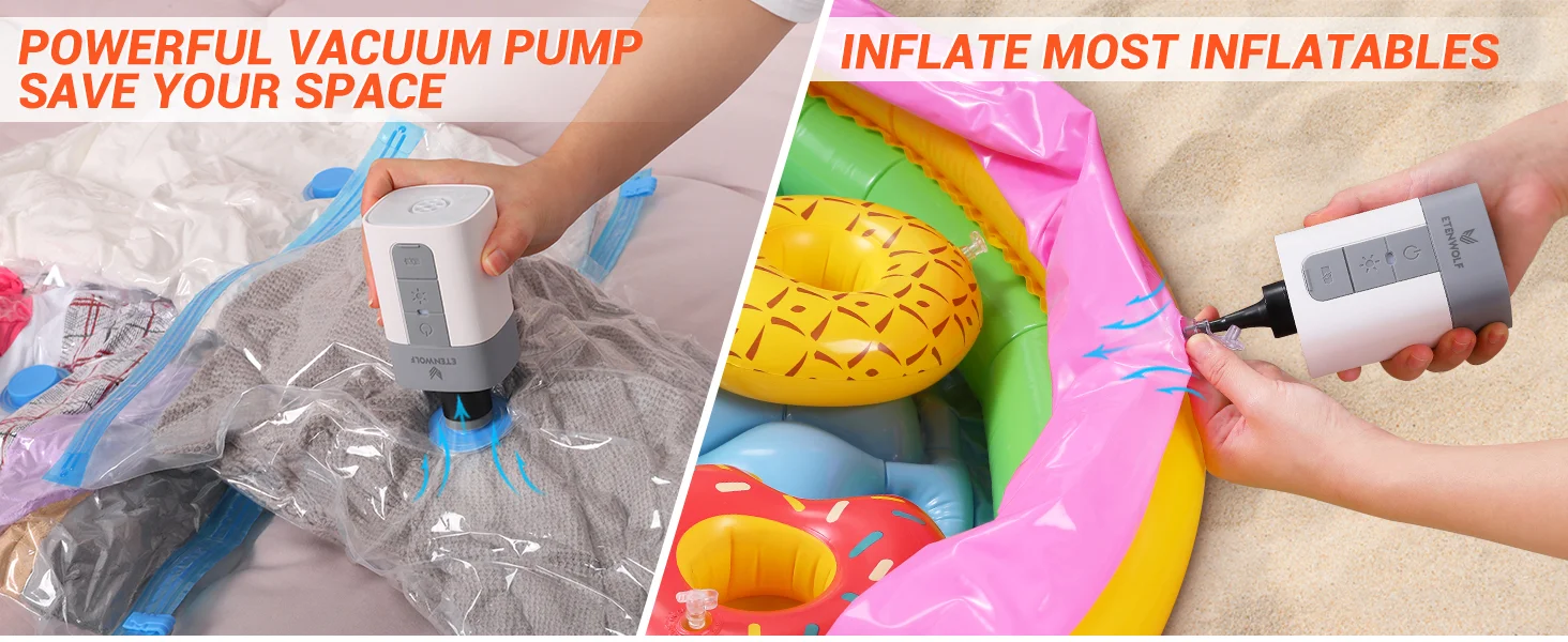 ETENWOLF AIR 5 PRO Elektrische Luftpumpe 720 LPM 4X Quick 10400 mAh Aufblasgerät & Entleerungsgerät Tragbare Luftpumpe für Pool-Schwimmkörper – Detail 17