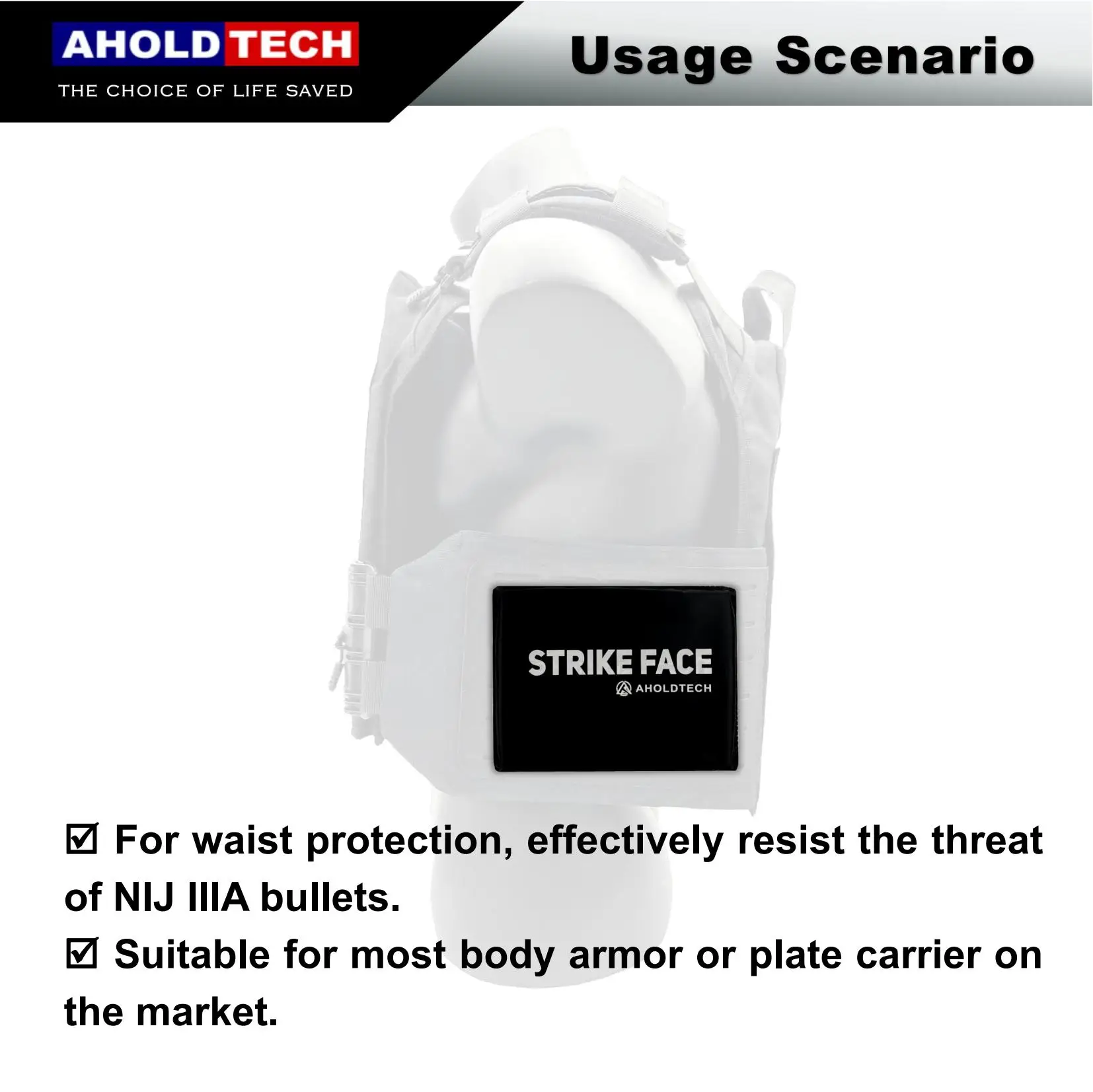 Aholdtech ST01 6X8 150*200 NIJ IIIA 3A Soft Bulletproof Plate Ballistic Vest Bulletproof Board Side Waist Armor Panel