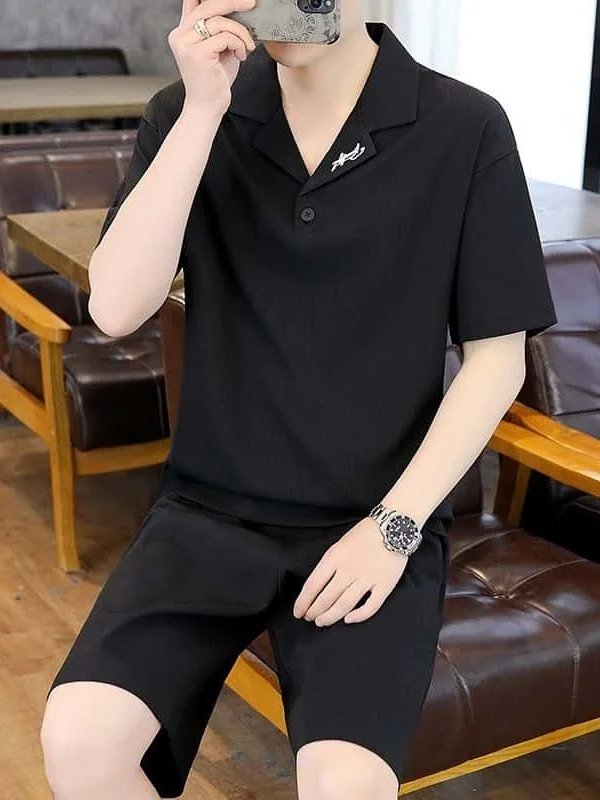 

Мужской летний комплект из лёгкого шелка: футболка и шорты, быстросохнущий, повседневный спортивный костюм