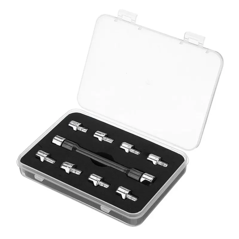 Stablize ATV, Dirt Bike & Scooter Spoke Wrench - CNC Machined With 10 Interchangeable Black Tips, Size 5.0-6.8