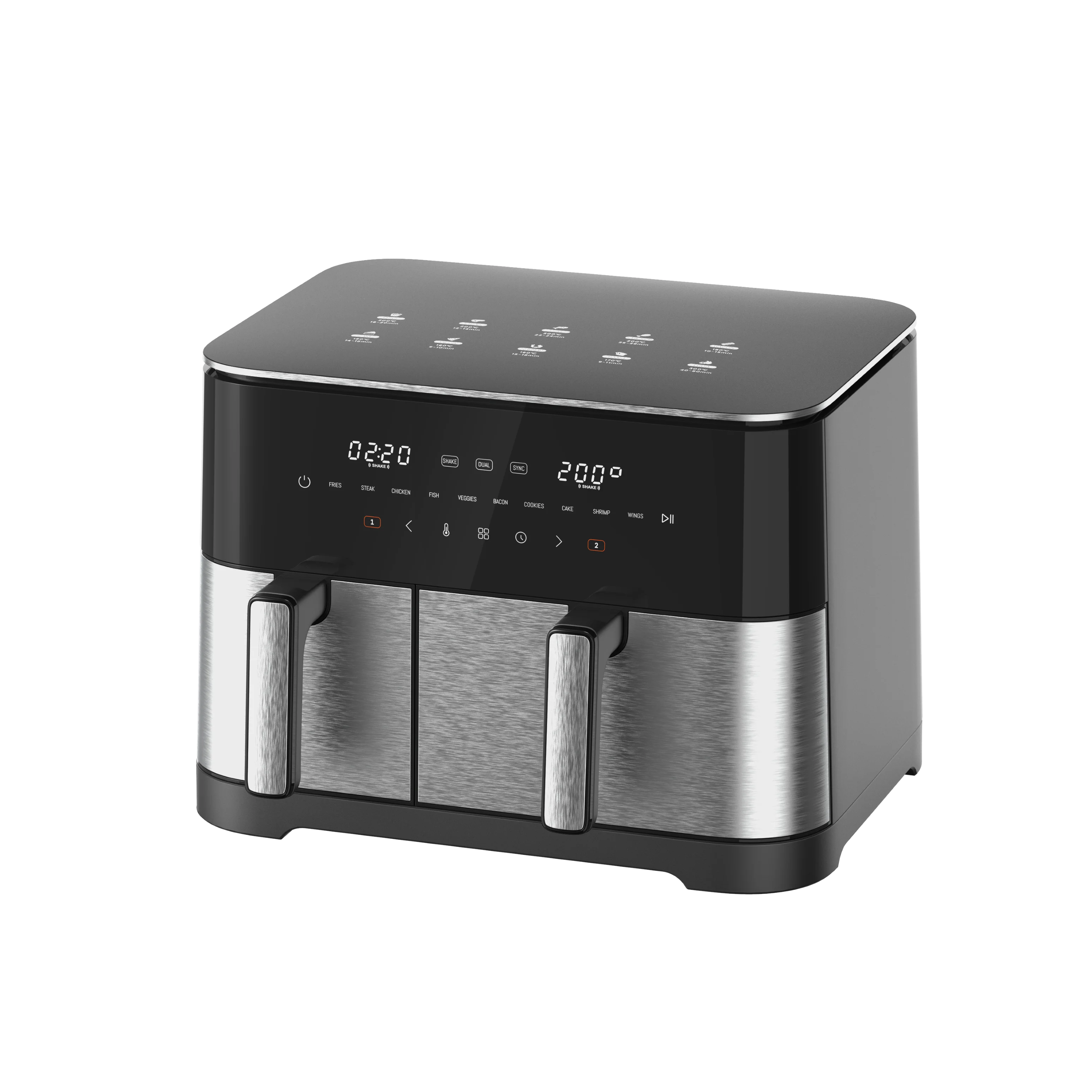 

Dual Basket Air Fryer With Stainless Steel Multi-function Oven Electric Smart Appliances Family Commercial Digital