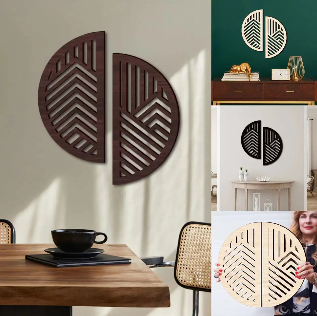 

Креативный 3D-декор: красочная полукруглая деревянная наклейка-подвеска для стен, настенное искусство для дома, толщина доски 5 мм