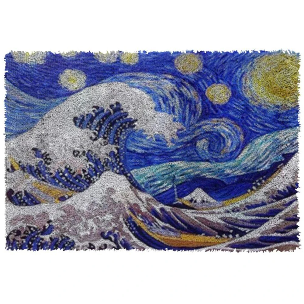 

Large Latch hook rug with Preprinted Canvas Ocean sky Pattern for adult DIY Tapestry Foamiran for needlework Home decoration