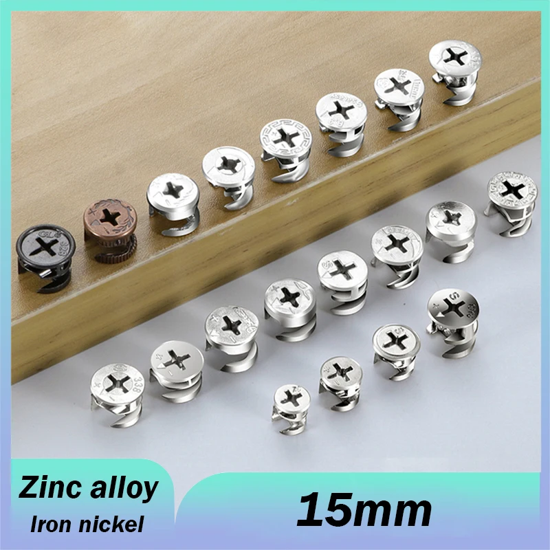 20pcs Locking Cam Lock Fixings Bolts Nuts Fixings For Furniture/cabinets Bed Cot 15mm Eccentric Wheel Three One Connector Nut