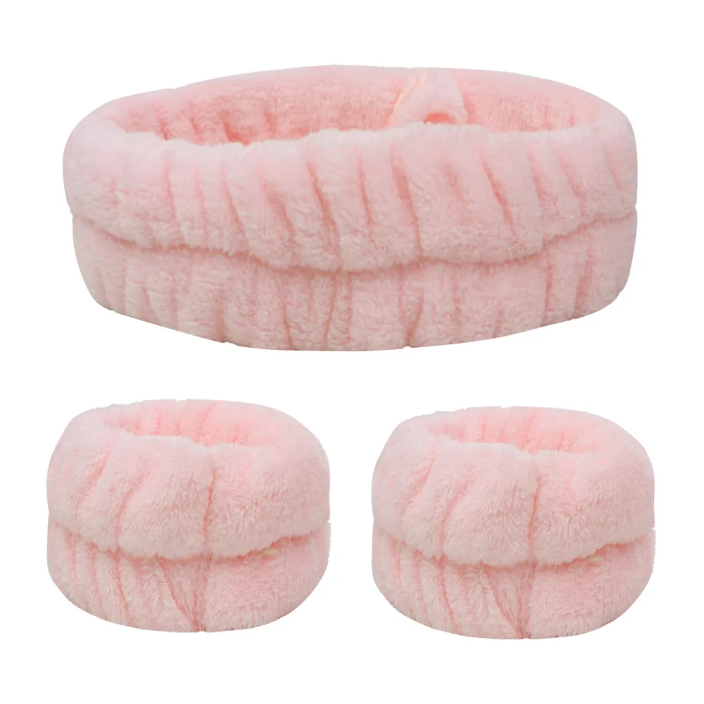 Samtweiches, elastisches Stirnband, Gesichtswasch- und Make-up-Stirnband, Haargummi, Gesichtswasch-Set, wasserdichtes Handgelenkschlaufe und Heanband-Set – Detail 7