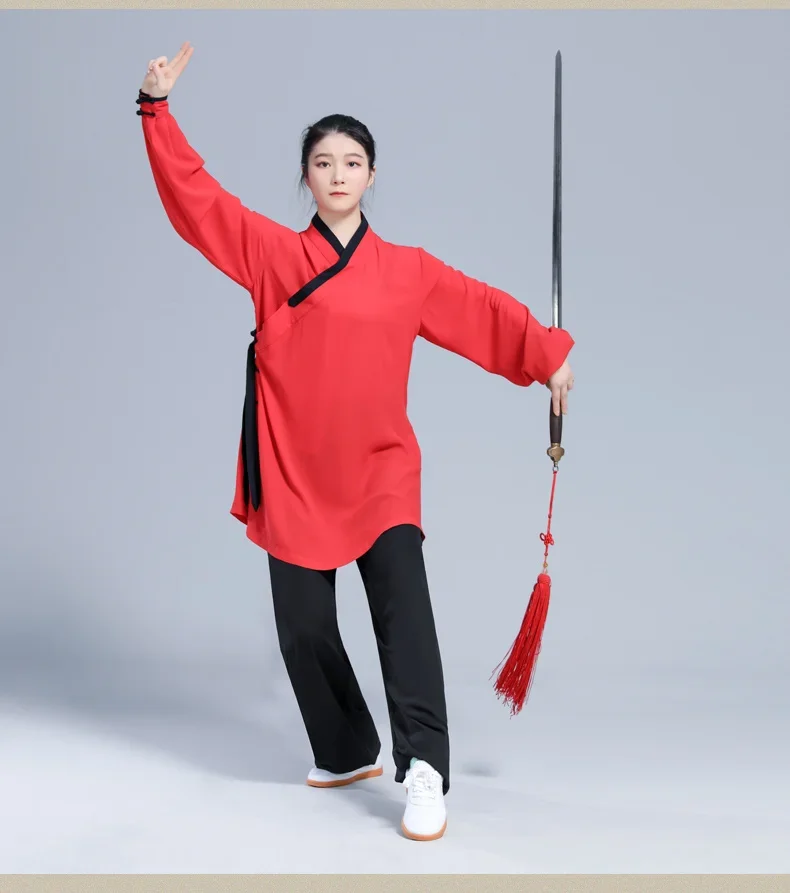 Tai Chi Clothes Wushu Clothing Kung Fu Dress Martial Art Uniform Hanfu Style Long Sleeves Breathable 2024 New Style