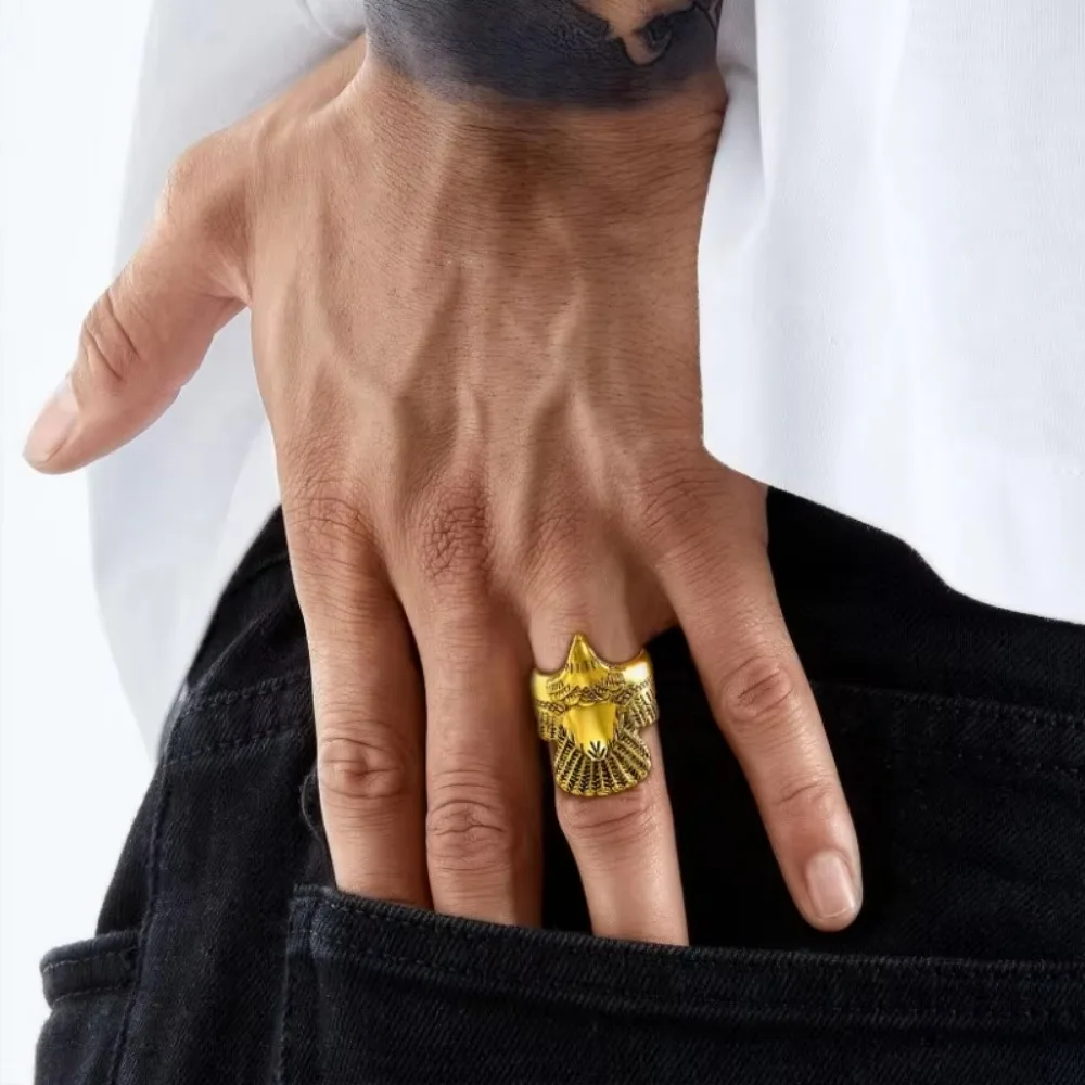موضة جديدة الفولاذ المقاوم للصدأ النسر الدائري للرجال النساء للجنسين المساعدون خواتم الفن حفلة كول فريد خمر مجوهرات هدايا #3