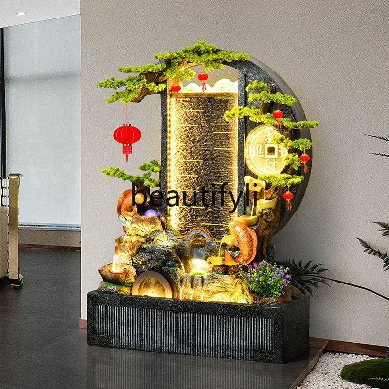 

Rockery flowing water fountain landscape lucky water curtain wall screen circulating water decoration opening gift