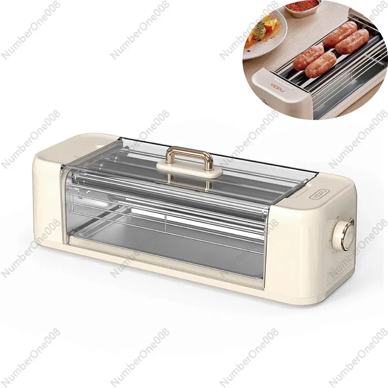 500W Automatic Sausage Machine Barbecue Machine Hot Dog Skewers Smokeless Non-stick Barbecue Grill Steak Frying Pan Kebab Grill