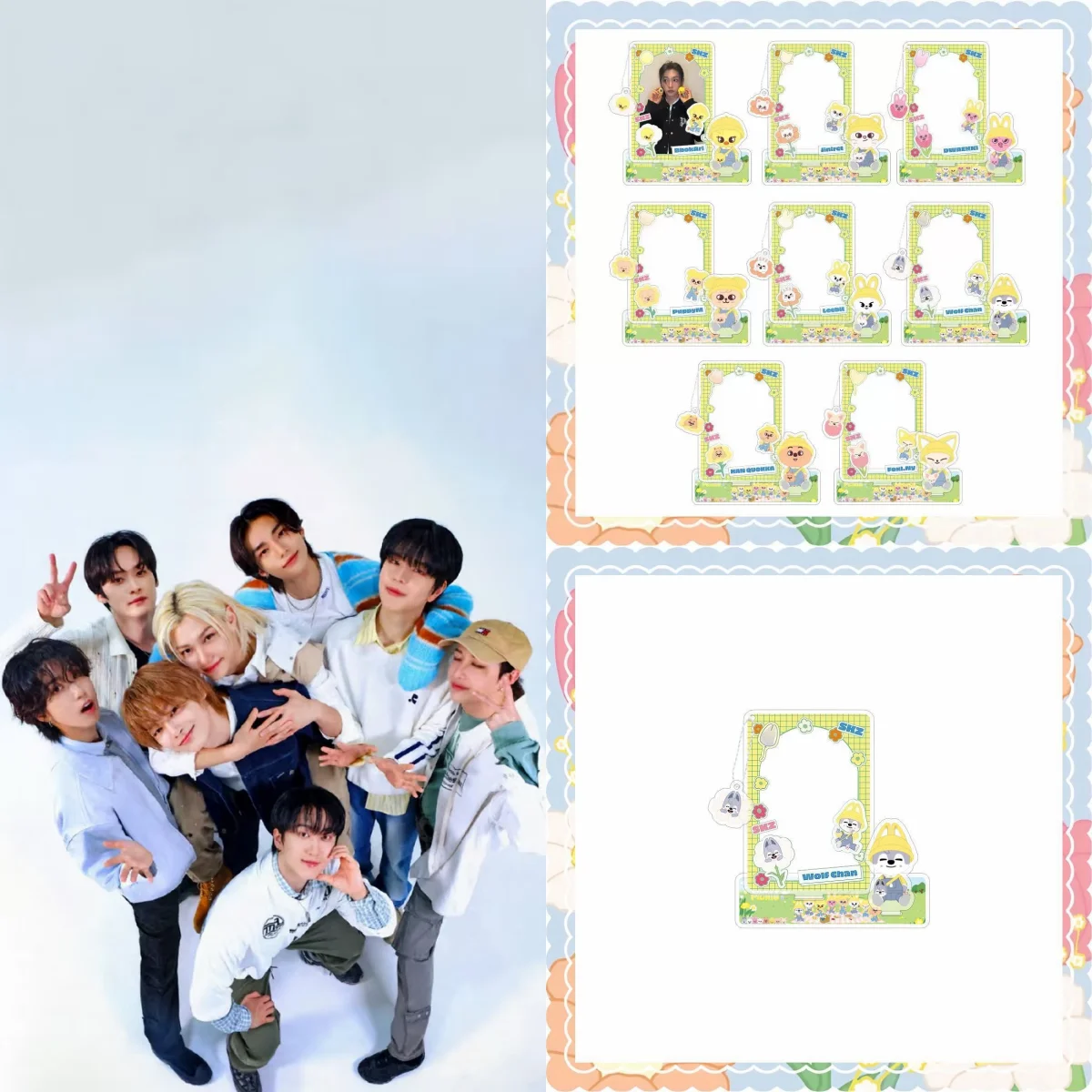 

Kpop Hot Boys Group SKZOO Acrylic Photo Frame Idol Felix HyunJin LeeKnow Han I.N BangChan Cartoon Cute Acrylic Card Ornaments