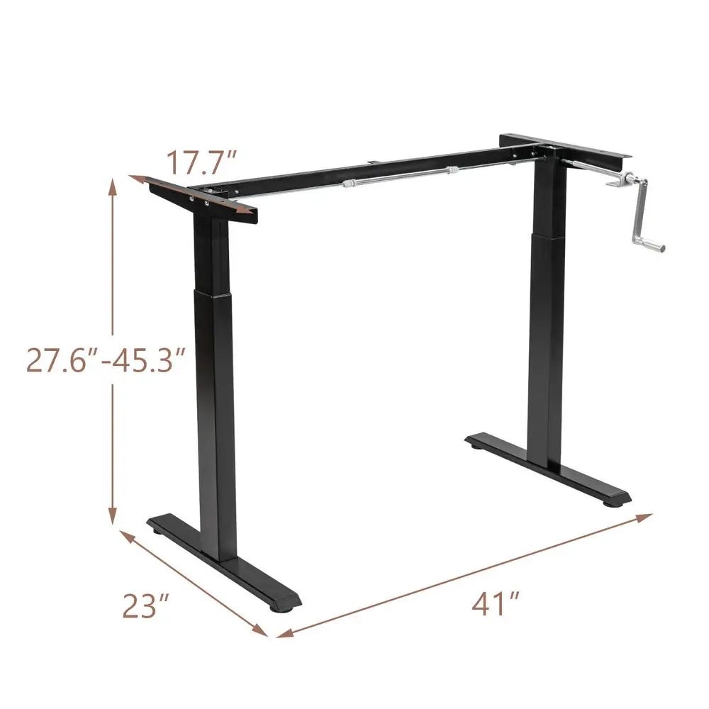 Hand Crank Sit to Stand Desk Frame Height Adjustable Standing Base-Black