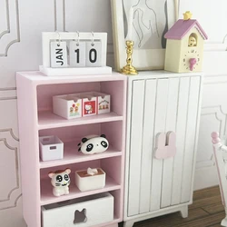 1:12 Dollhouse Bedroom Wardrobe Cabinet Simulation Miniature Wardrobe Wooden Furniture Model For Dollhouse Decoration Kids Toy