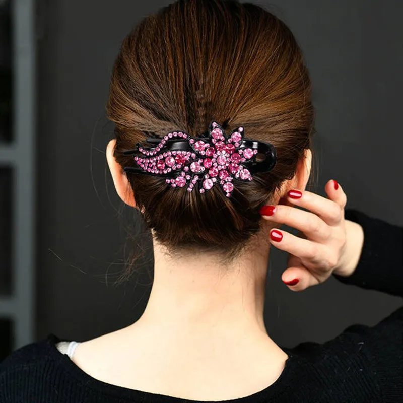 National Wind Restoring Ancient Ways Alloy Insert Crystal Clip Elegant Woman Hair Hairpin a Word Color Hair Accessories