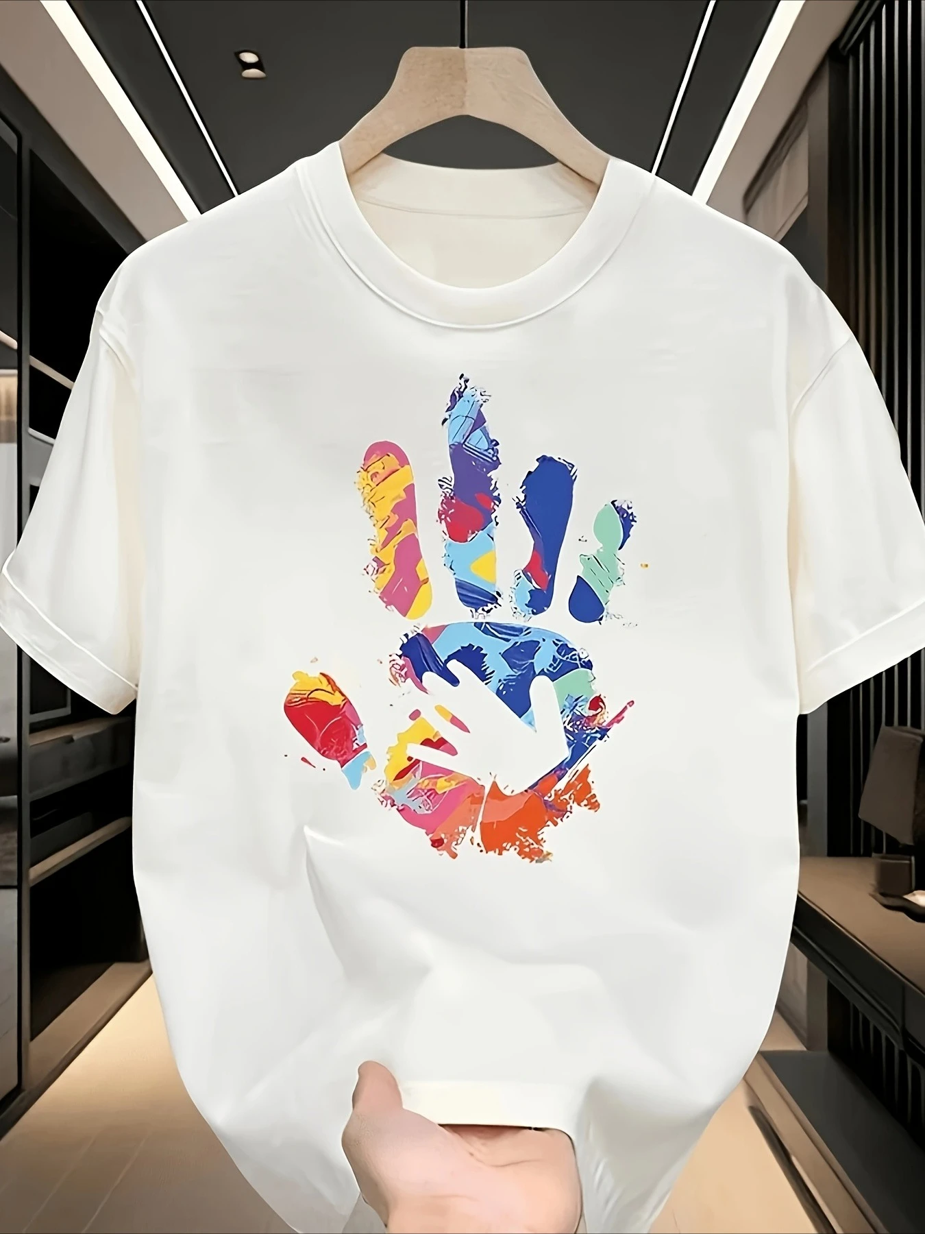

Painted Palm Graphic Printing Summer Autumn Winter Pure Cotton Casual and Comfortable Men's and Women's T-shirts Short Sleeves