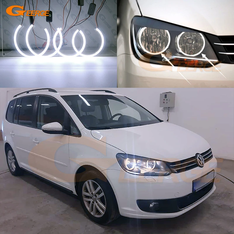 Dla Volkswagen VW TOURAN 1T3 2010 2011 2012 2013 2014 2015 Doskonałe Ultra jasne COB Led Angel Eyes Halo Rings Akcesoria samochodowe
