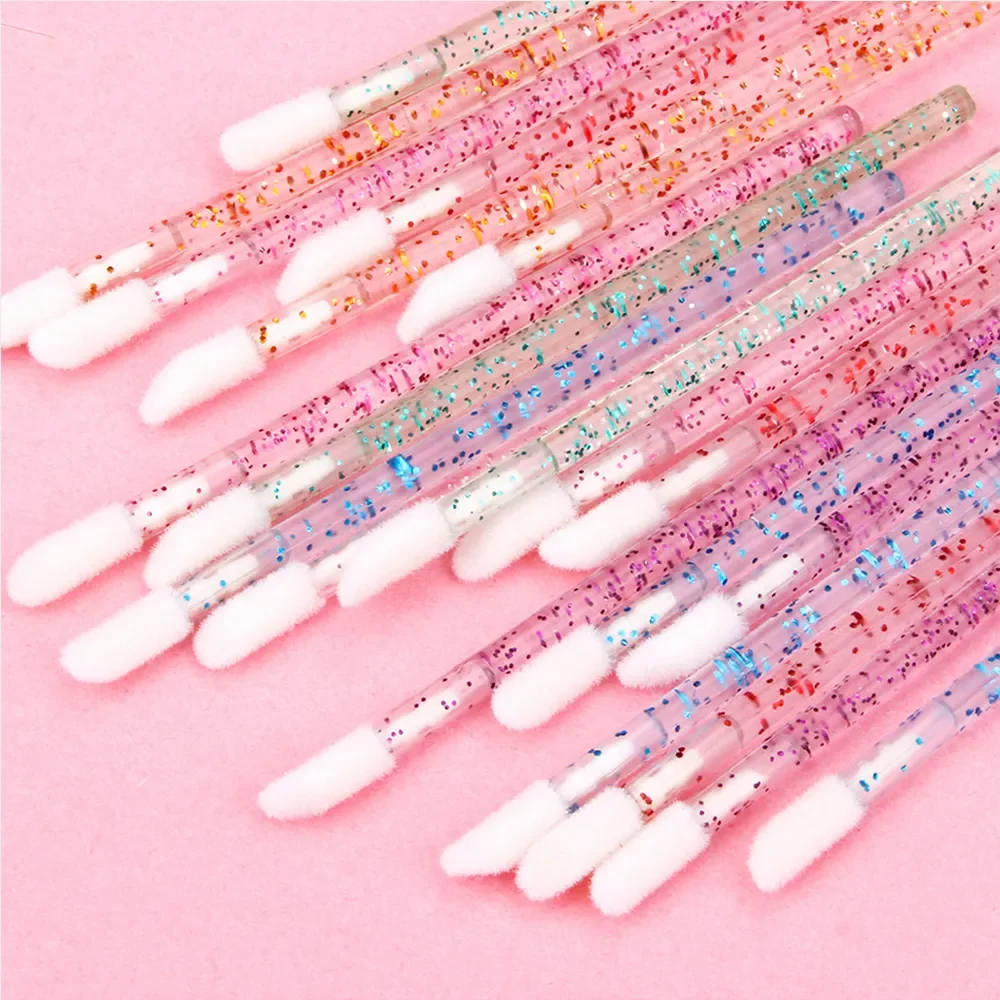 50Pcs Disposable Lip Brush Eyelash Extension Brushes Makeup Tools Crystal Micro Brushes Eyebrow Mascara Applicator Cleaner