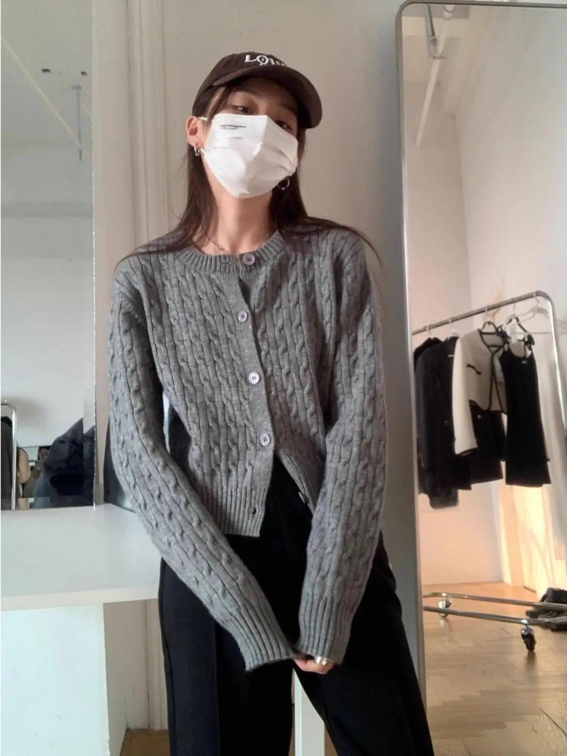 

Korean Sle ort Knitted Sweater Coat Women's Red Twist Knitwear Early Autumn Faion Casual Wear Comfortable Fit Medium Th...