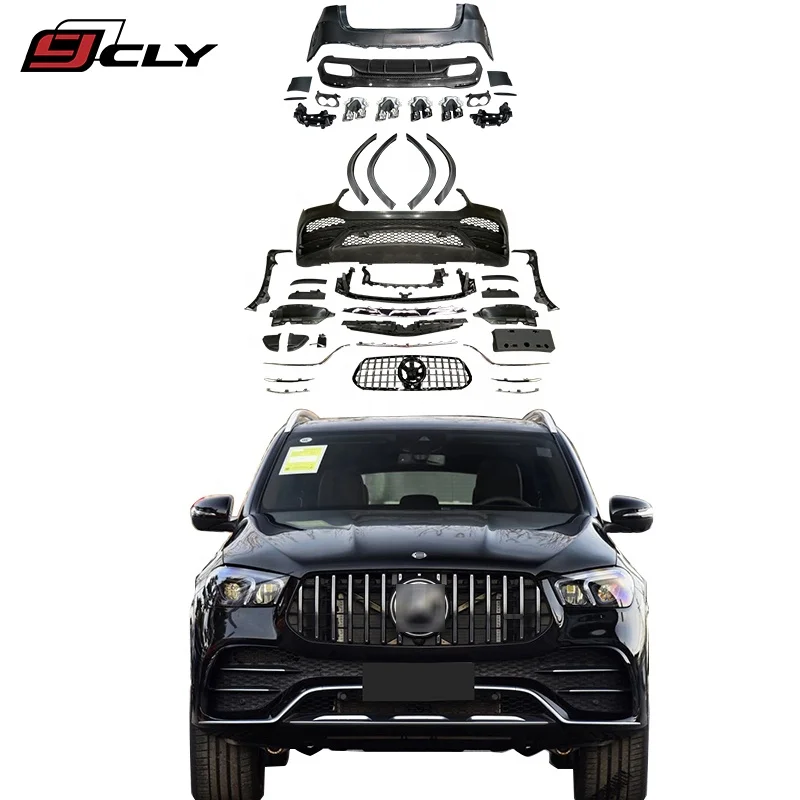 CLY W167 bumper for benz  2019-2022 GLE class upgrade GLE53 AMG body kit front bumper GT grille diffuser with exhaust