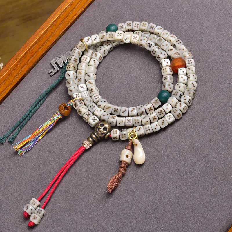 Bone Dice 108 Buddha Beads Material Red Agate Gawu Box Accessories Necklace