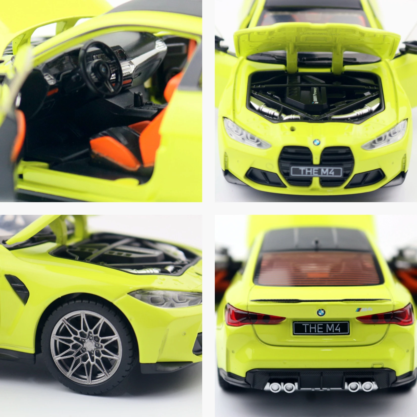 1/23 BMW M4 G82 1:24 Diecast Alloy Metal Toy Car Miniature Vehicle Model Sound & Light Doors Openable Collection Gift For Boy