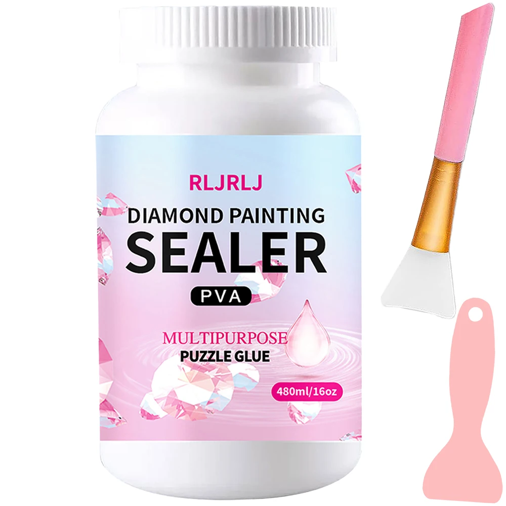 Diamond Painting Sealer with Brush Glue Accessories Permanent Hold & Shine Effect for Diamond Painting and Jigsaw Puzzles
