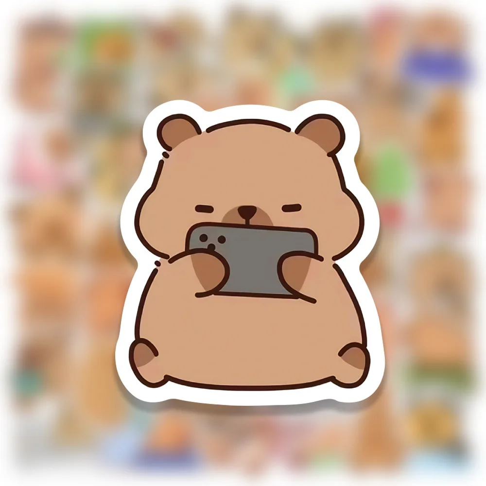 50 pièces Kawaii dessin animé potelé capybara mignon marron animaux autocollants scrapbook portable téléphone bagages voiture moto jouet cadeau