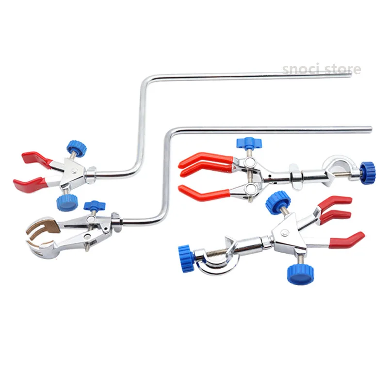 Laboratory three-jaw clamp L-shaped condenser tube with extension rod fixed by right-angle clamp and variable cross clamp1 piece