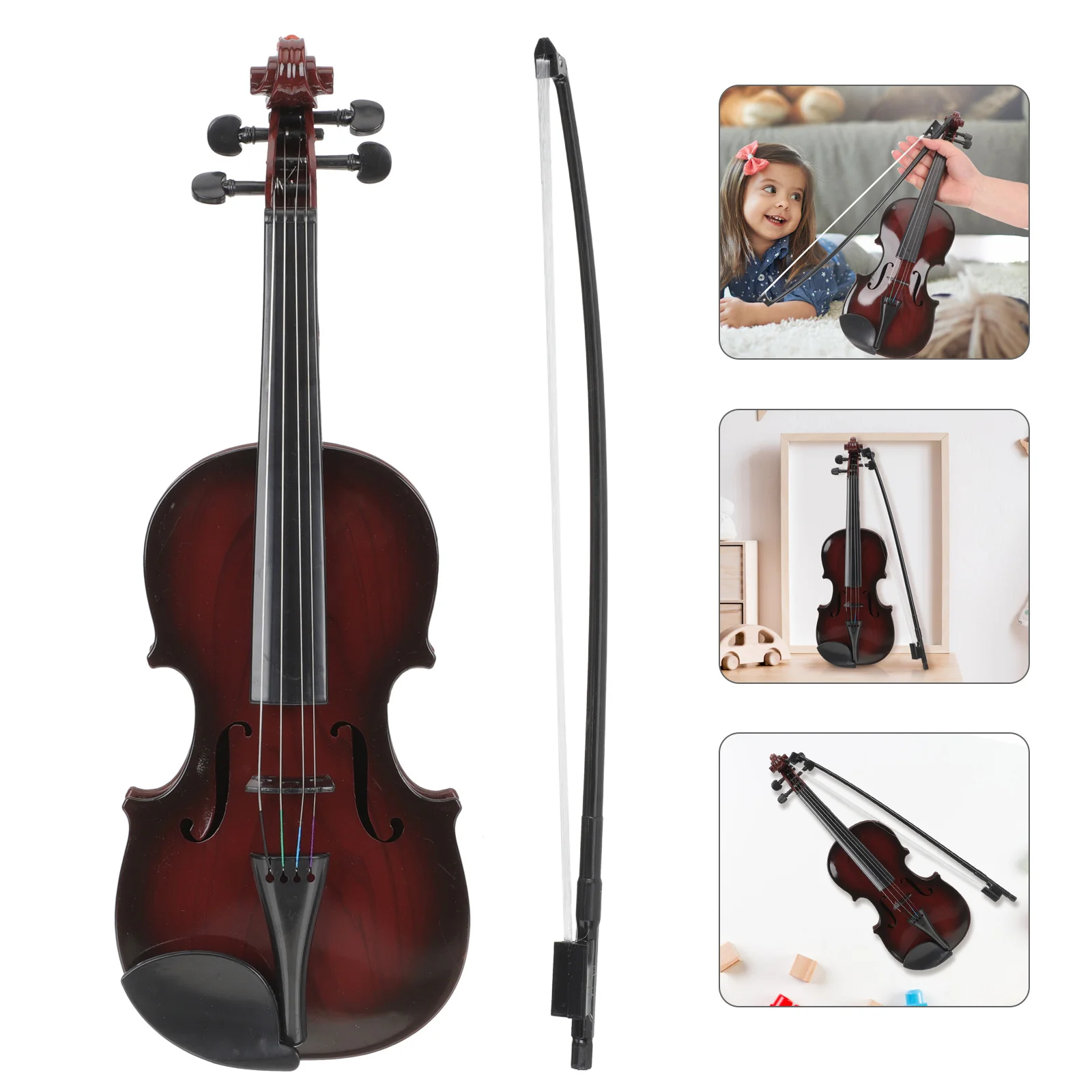 

Simulated Violin Kid Plaything Kids Musical Instrument Plastic Desktop Decor Toy Childrens Toys Model Photo Prop Realistic