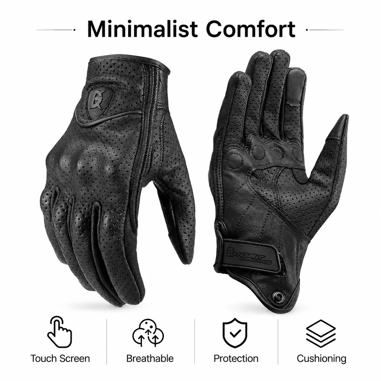 Leather Motorcycle Gloves Men Women Touch Screen Riding Gloves Anti Slip Motocross Motorbike Gear