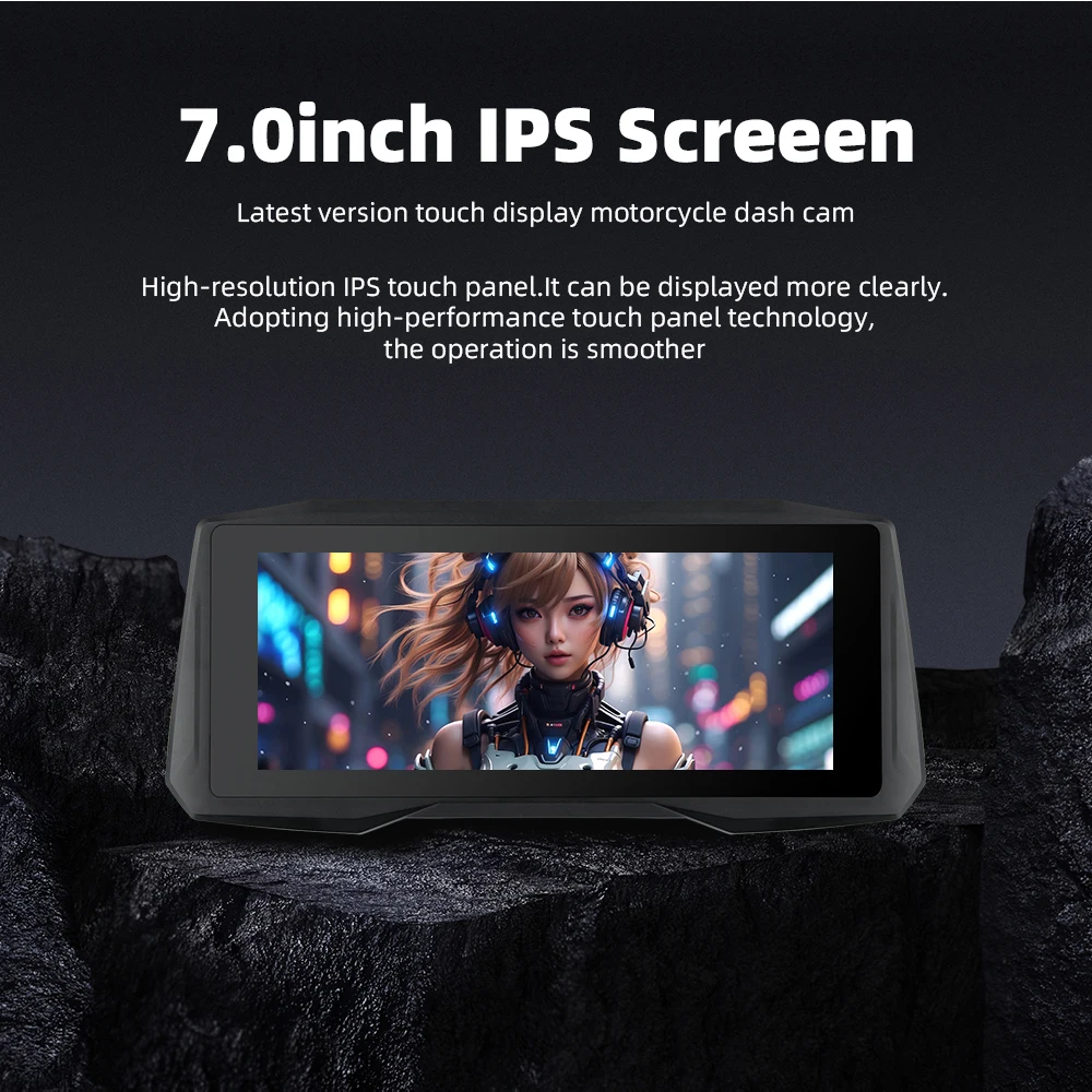 EKIY 7 بوصة لوحة قيادة رقمية محمولة للدراجات النارية نظام تحديد المواقع والملاحة شاشة عرض لاسلكية CarPlay Moto Android Auto Monitor TPMS