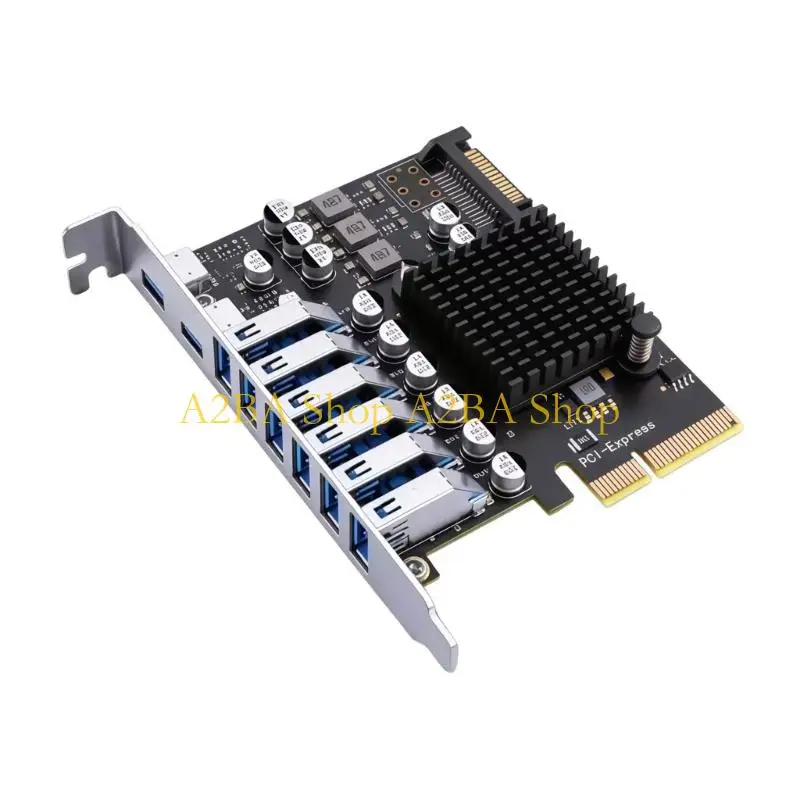 A2BA Desktop PCIe USB Expansion Card with 6 USB-A and 2 USB C, No Driver Internal Card for Added Device Access Uses