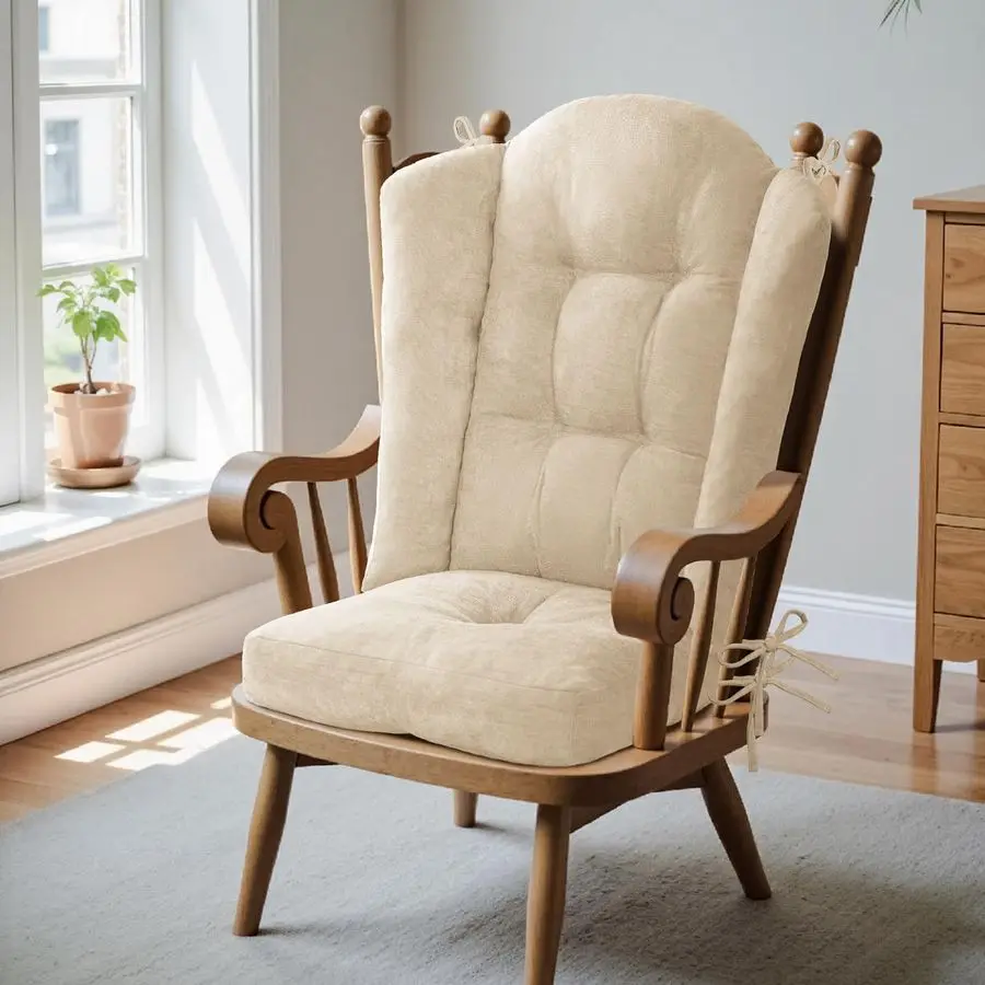 

Rocking Chair cushion Large Adirondack Chair Cushions, HighDensity Sponge, Comfort Chenille Indoor Rocker Pads with Ties, 2 Piec