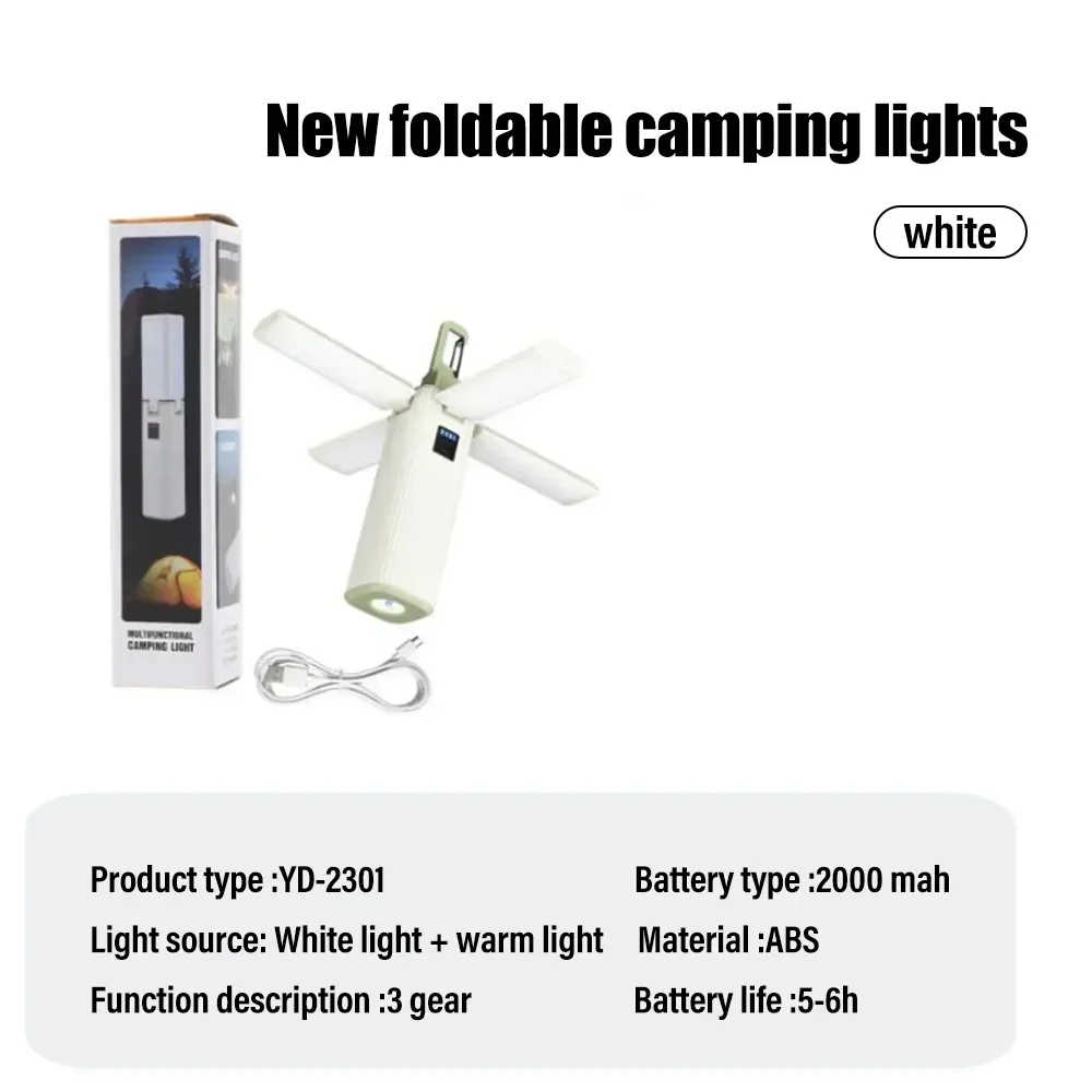 Portable LED Lantern Camping Light Outdoor Multifunctional Tent Lamp USB Rechargeable Flashlight Folding Camping Lamp