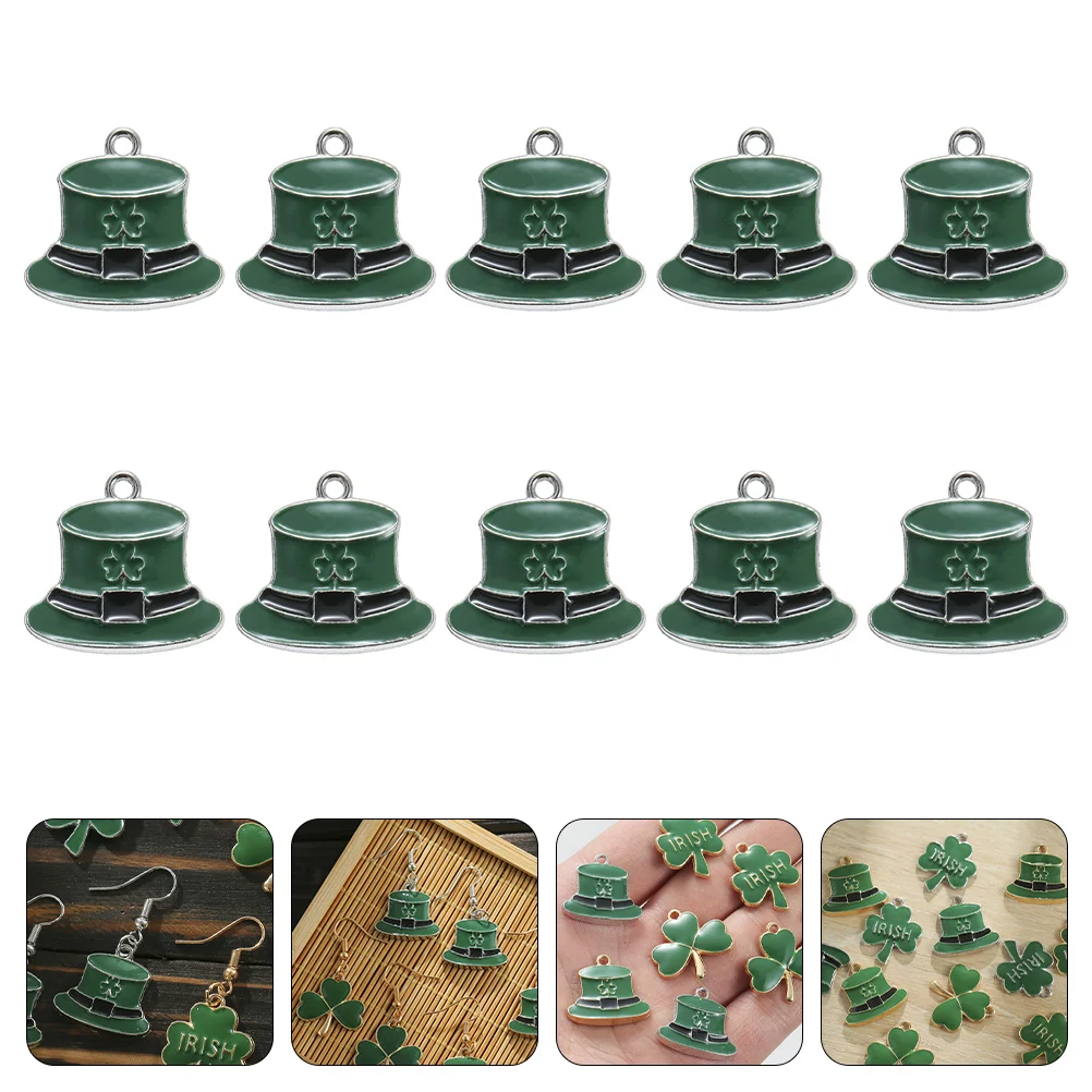 

10 Pcs Drip Oil Alloy Pendant Bead Pendants Shamrock Charms Bracelet Loose Beads DIY Jewelry Accessories Decors Decorate
