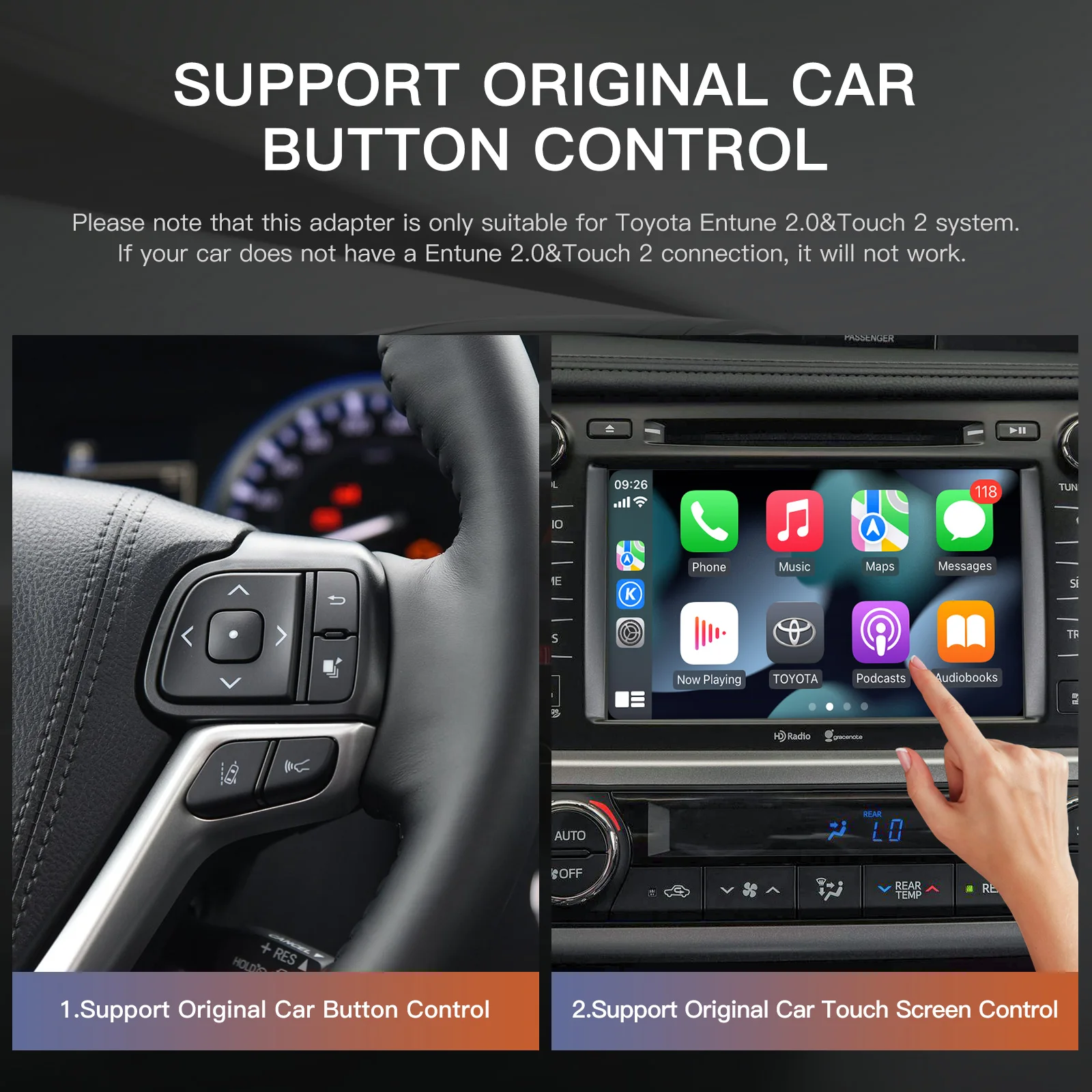 Không Dây CarPlay Dành Cho Xe TOYOTA 2014-2019 Cao Cấp 4Runner Lãnh Nguyên RAV4 Tacoma Đất Curiser Prado Auris Avalon Android Tự Động bộ Giải Mã