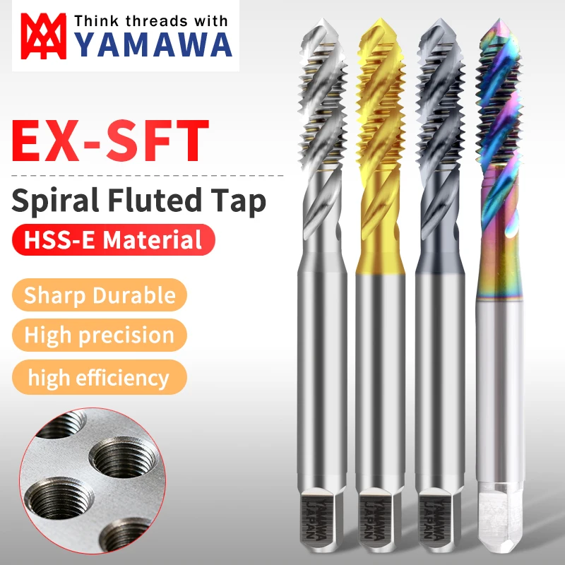 YAMAWA Spiral Fluted Tap Metric Without Coating/TC50/TIN/TICN M1-M4.5 For Aluminum/Stainless Steel/Steel Screw Thread Taps