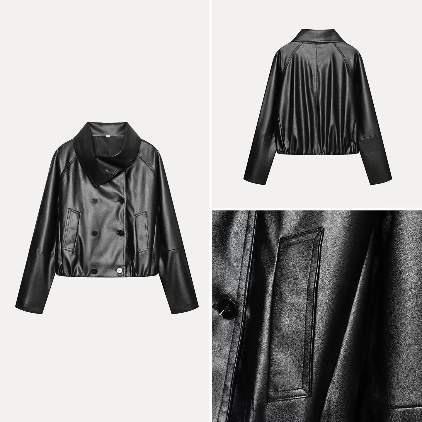 Retro Style Women's Loose Fit Long Sleeve Button up Motorcycle Jacket Fashionable Commute Outerwear Autumn Collection