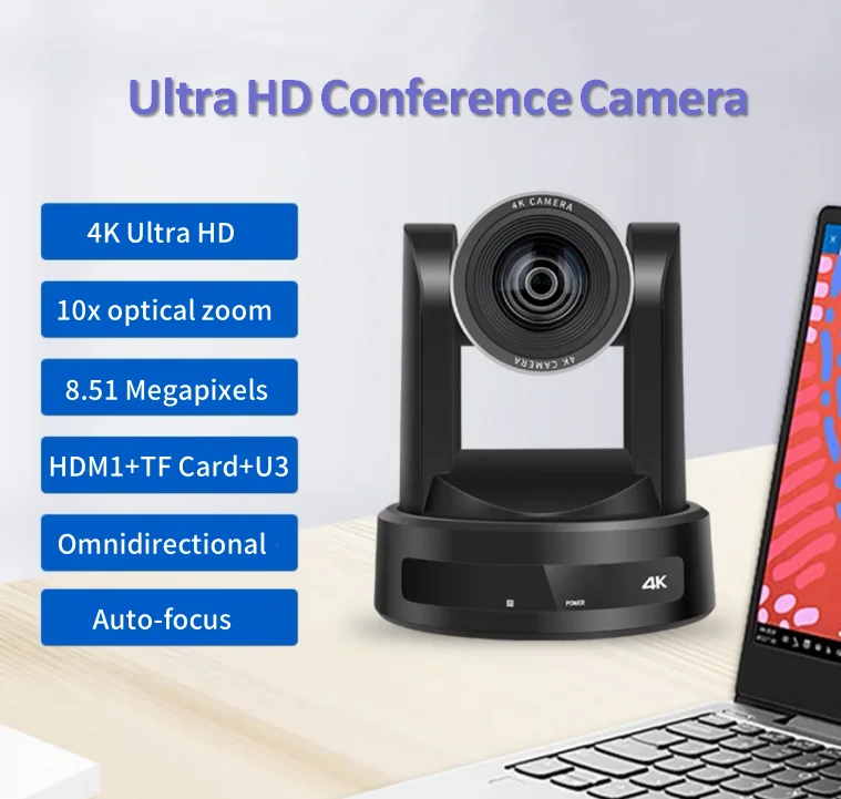 4K Broadcast HDM1 PTZ Webcam AI Auto Tracking 10X 30X Zoom Live Streaming Video Conference Camera Data Storage Via Memory Card