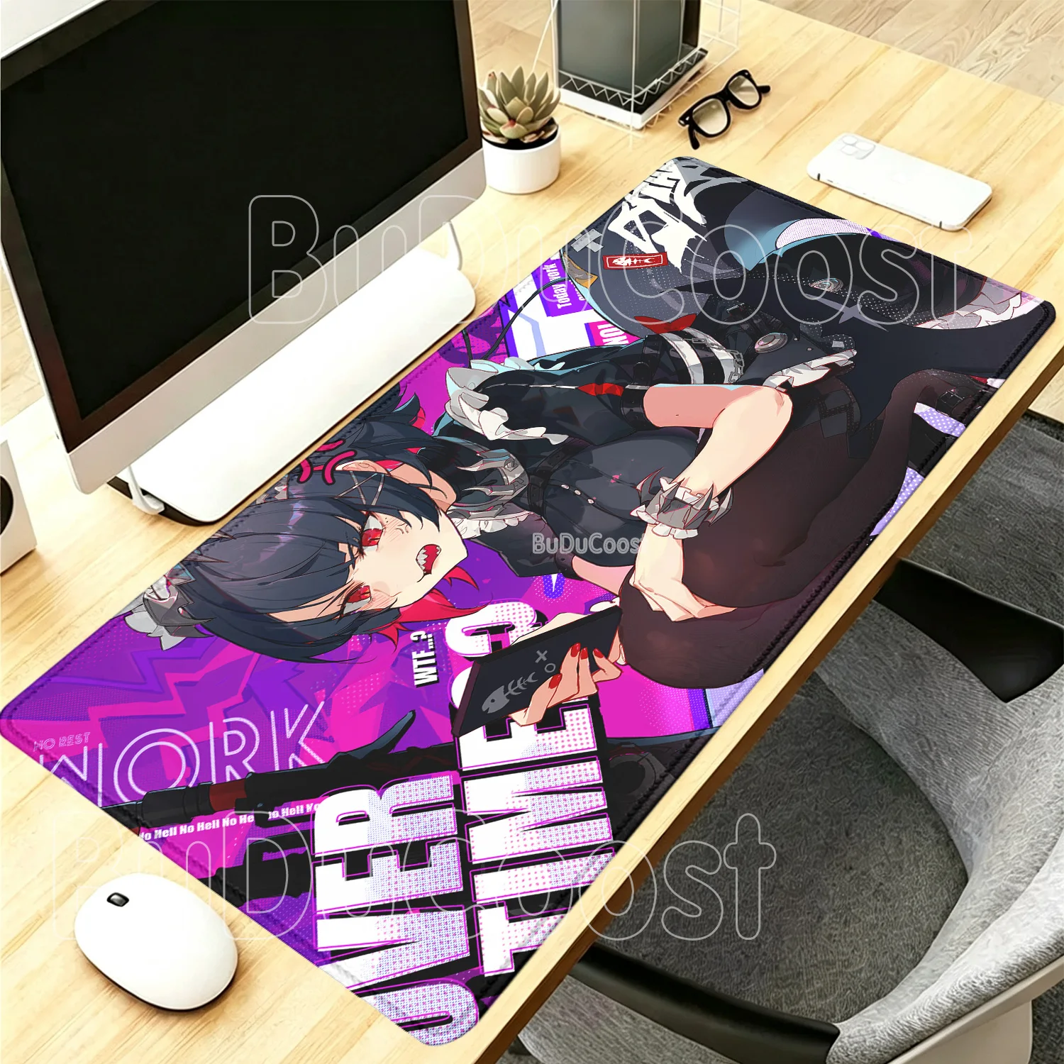 Larger ZZZ Ellen Joe Zenless Zone Zero Mouse Pad Gaming Offices Mousepad Anime Sexy Girl Keyboard Rubber Non-slip Base Desk Mat
