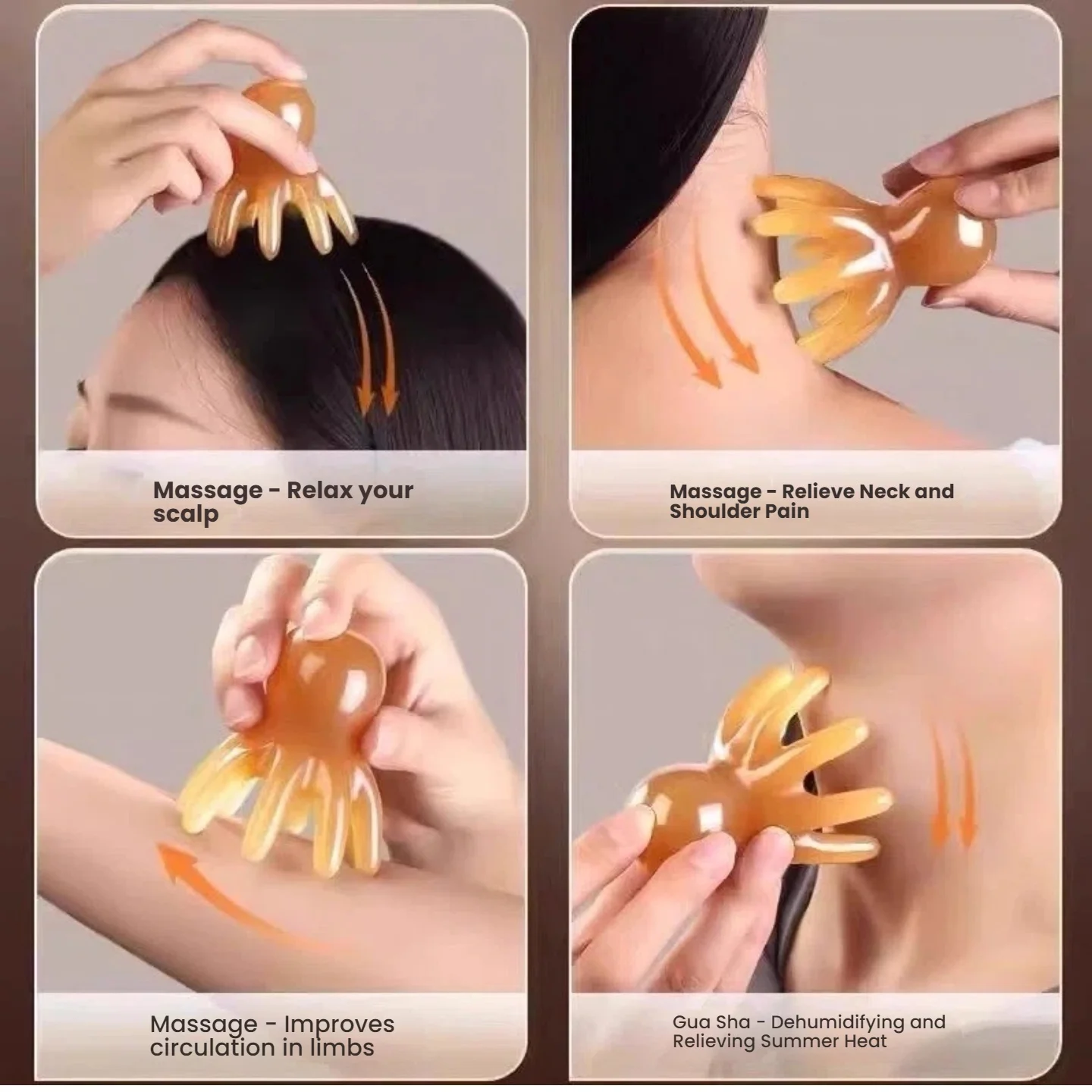 Cute Octopus Scalp Massage Comb (Resin)｜Korean Hair Care, Stress Relief, Anti-Hair Loss, Portable Head Massager for Home&Travel view 6