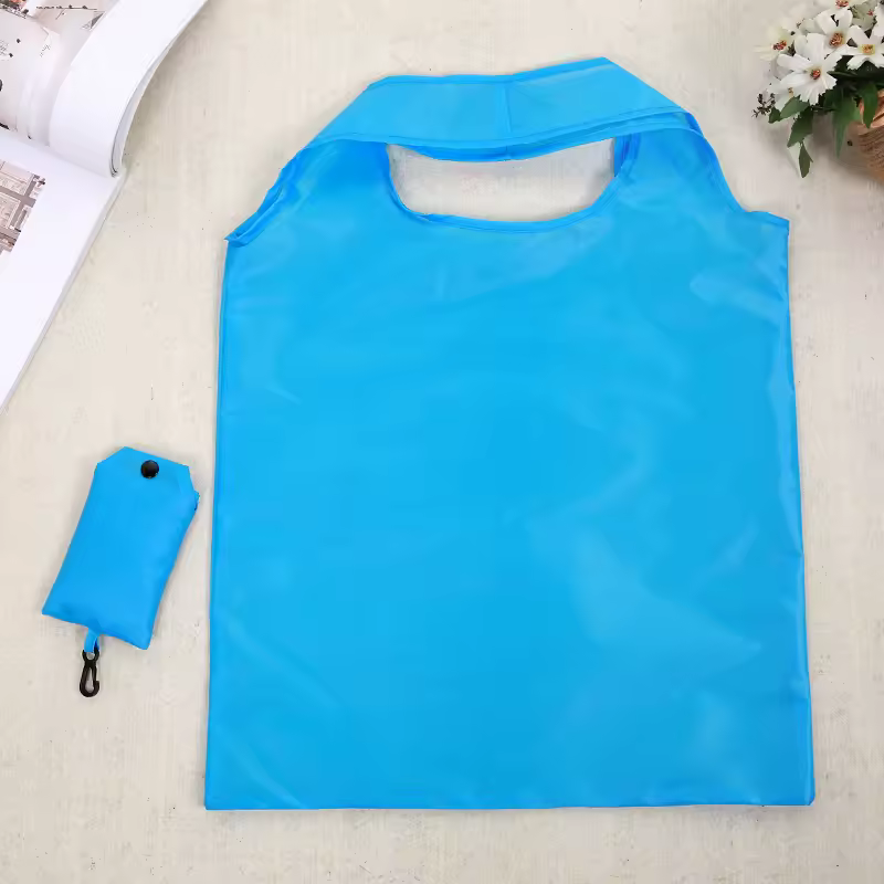 Shopping Bag Solid Color Eco-friendly Folding Reusable Portable Shoulder Handbag Polyester for Travel Grocery - Image 5