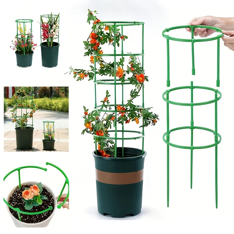 3 Set Plant Support Stakes - Garden Trellis for Climbing Plants, Indoor/Outdoor Balcony Flower Stand for Pothos, Cactus & Vines