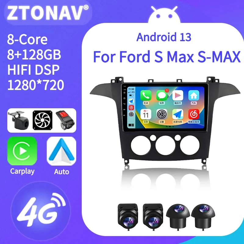 Android Radio For Ford S Max S-MAX 2007 - 2015 Car Media Player GPS Navi Headunit Carplay Android Auto Support 360 Camera